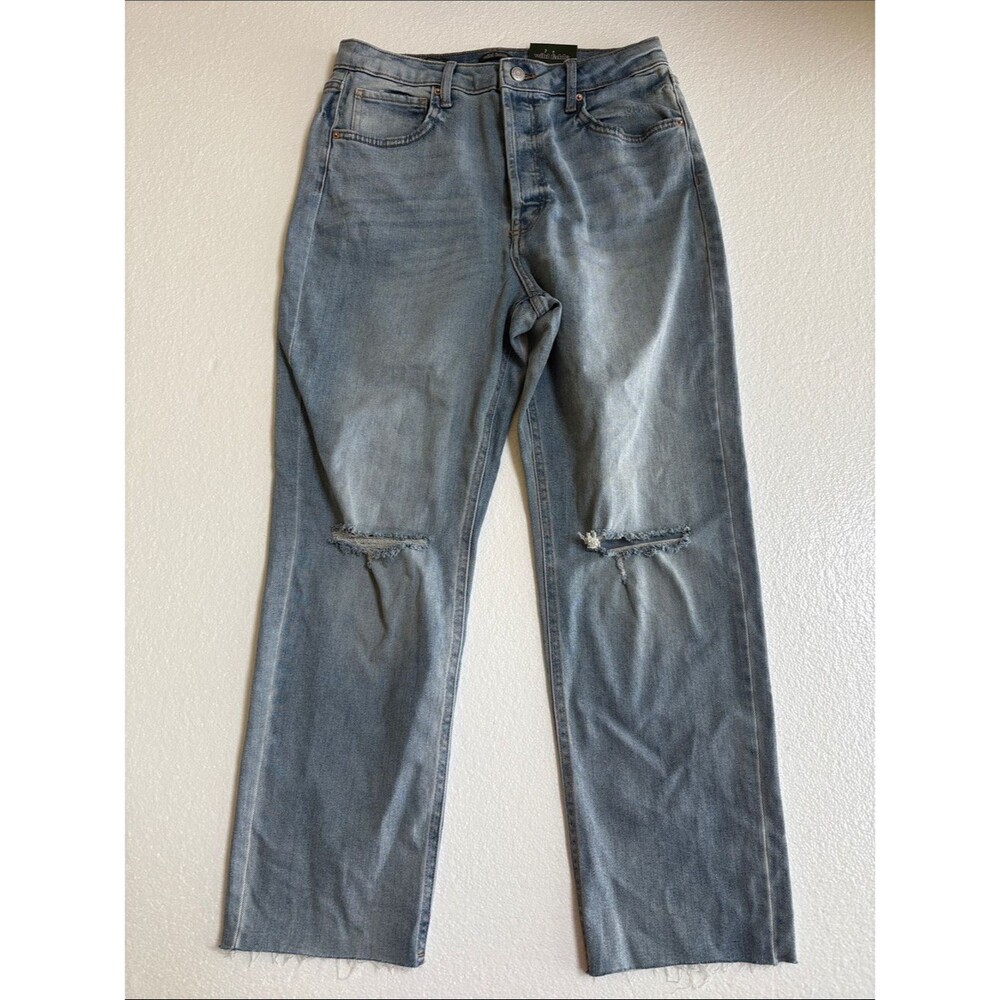 NWT Ladies wild fable Faded Blue Hi Rise Slim Straight Distressed Jeans Size 12